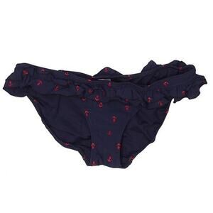Seafolly Australia Bikini Bottoms Anchor‎ Ruffle Hipster Navy Red Women's 8 Swim
